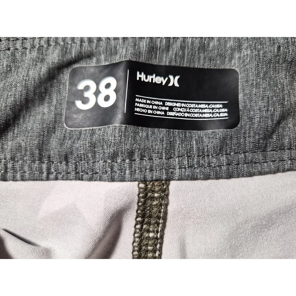 Hurley Men's Board Shorts Size 38 Green Black White American Flag Stars Swim